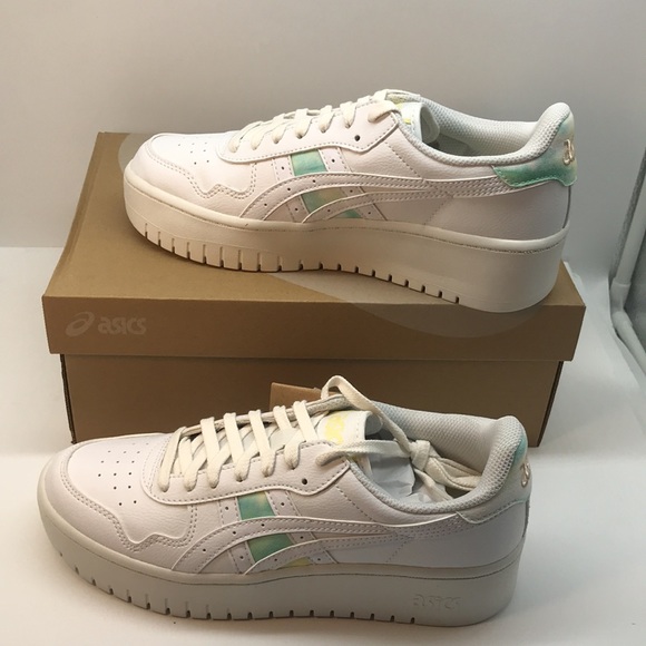 Asics Womenś Japan S PF Retro Platform Sneaker Size 9 White/Oasis Green Color - Picture 7 of 12